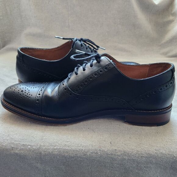 Johnston Murphy Oxford Shoes Mens 9.5 W Black Leather Conard Brogue Cap Toe main image 5